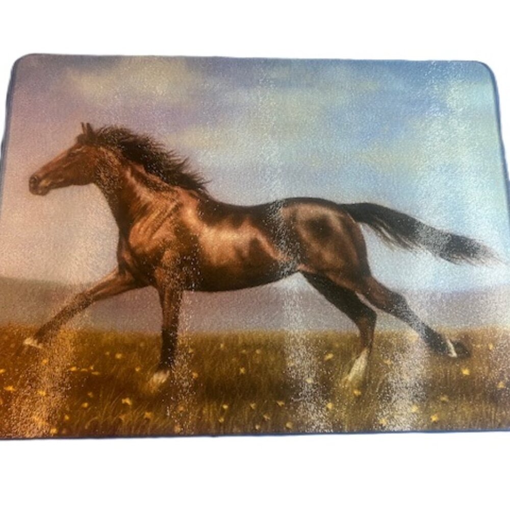 Horse Scene Cutting Board 16" wide x 12" tall Tempered Glass Cutting Board 788-D